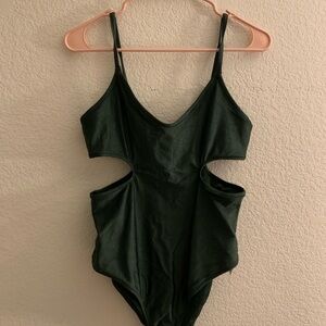 Aerie Dark Green Cutout One Piece Swimsuit